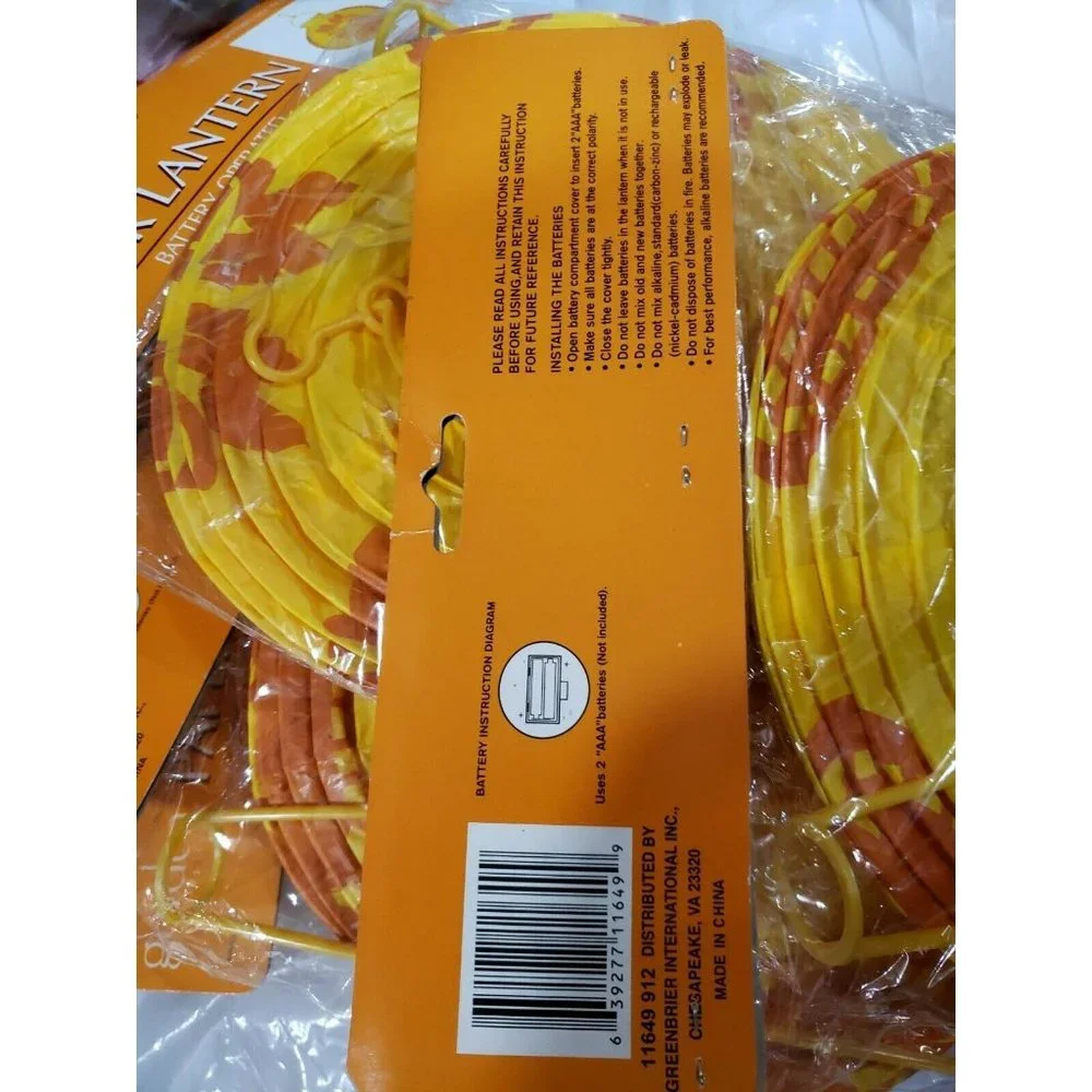 4 House Lighted Round Paper Lantern Hanging Decoration Harvest Fall Thanksgivin